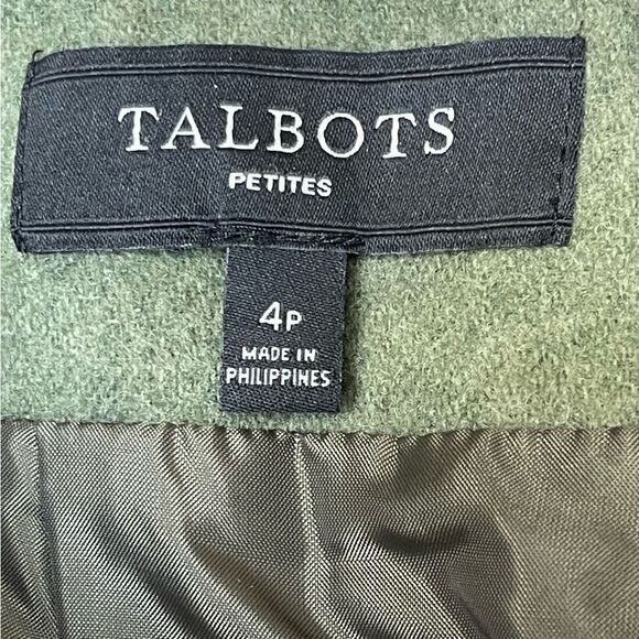 Talbots Sz 4P Green Pencil Skirt Wool Blend Zippered Pockets Workwear Preppy - Picture 4 of 6